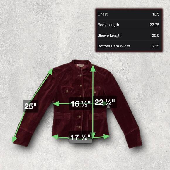 ★ Michael Kors Velvet Burgundy Fitted Military Style Jacket ★ - Picture 5 of 7